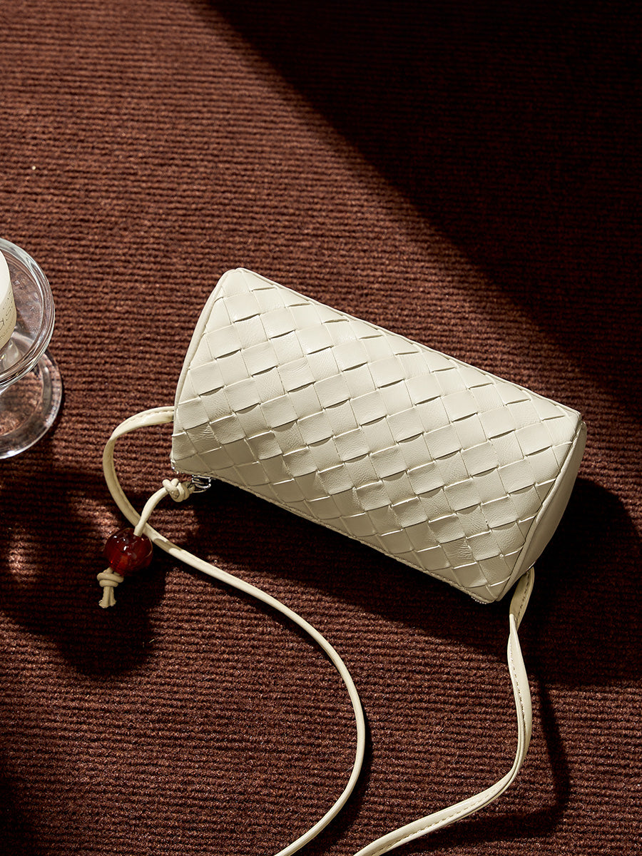 Woven Cowhide Mini Crossbody Bag