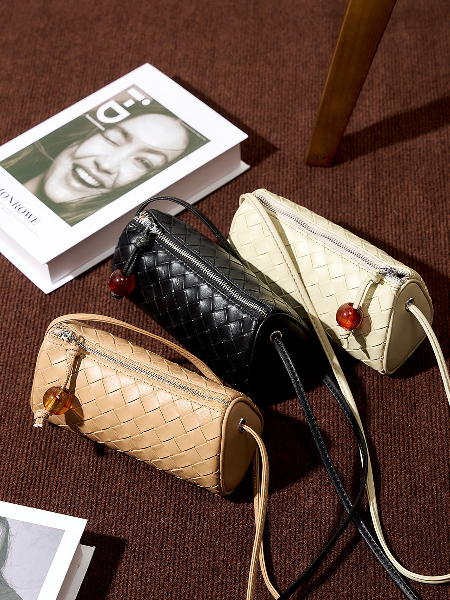 Woven Cowhide Mini Crossbody Bag