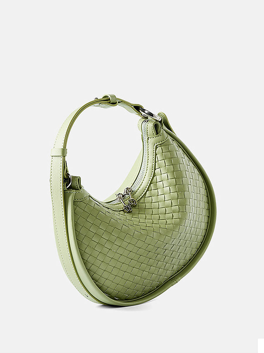 Woven Textured Crescent Shoulder Bag