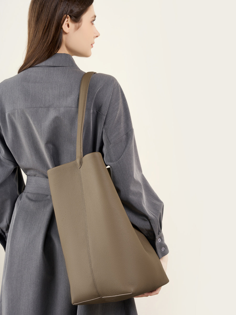 Simple Solid Color Bucket Tote Bag