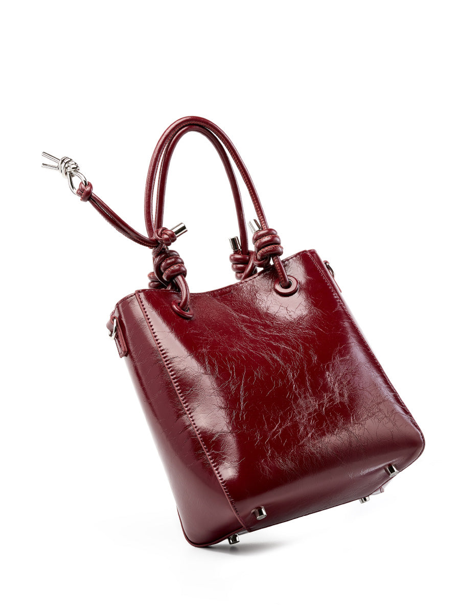 Cracked Oil Wax Leather Bucket Bag