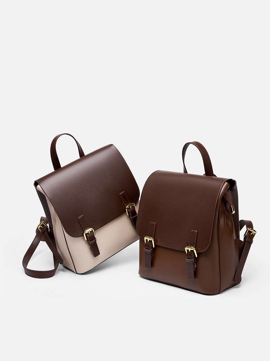 Simple Color Block Large Backpack