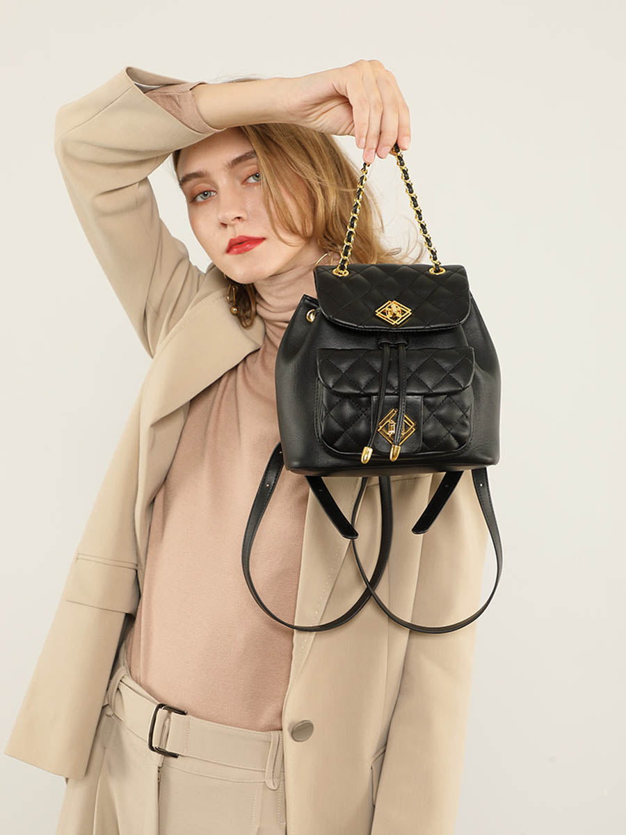 Black Diamond Pattern Small Backpack