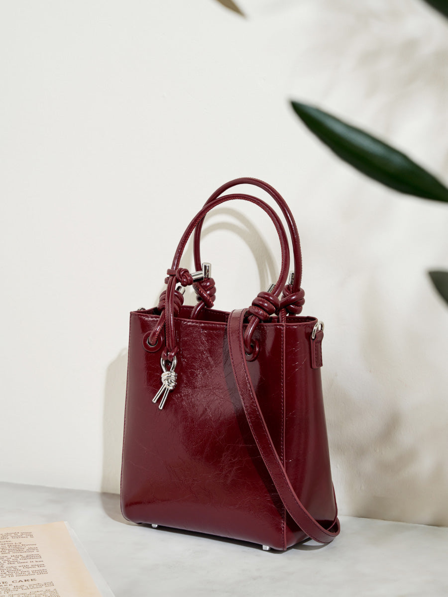 Cracked Oil Wax Leather Bucket Bag