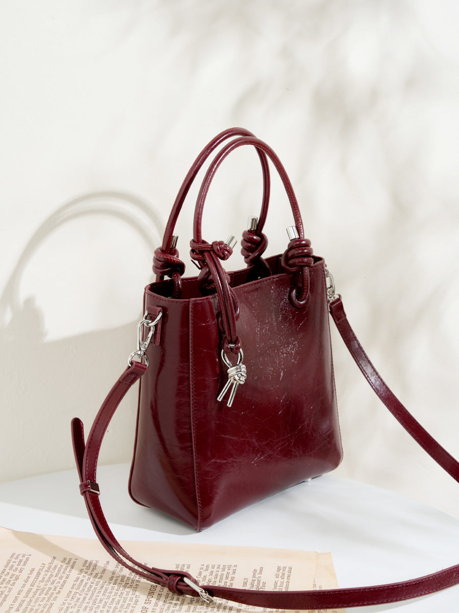 Cracked Oil Wax Leather Bucket Bag