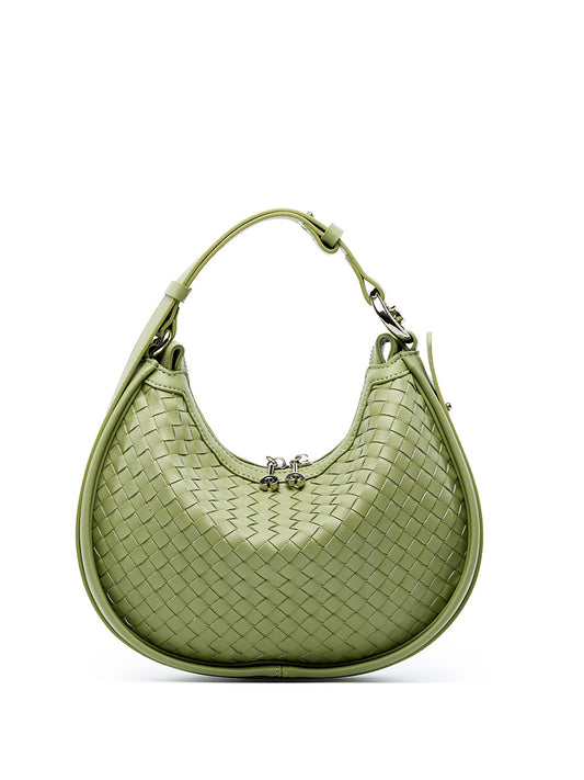 Woven Textured Crescent Shoulder Bag