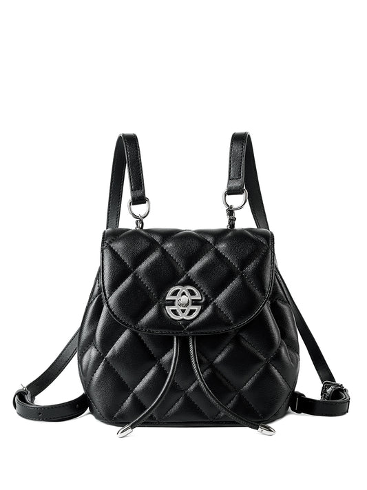 Diamond Pattern Chain Small Backpack