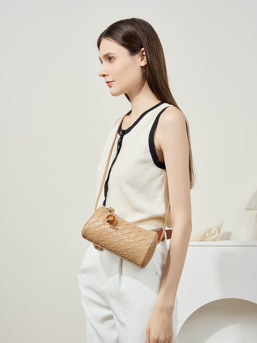 Woven Cowhide Mini Crossbody Bag