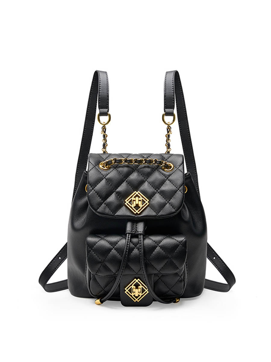 Black Diamond Pattern Small Backpack