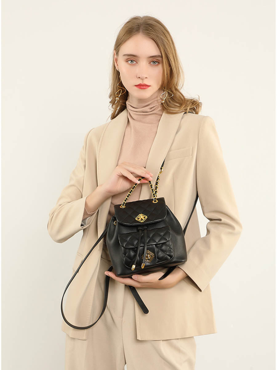 Black Diamond Pattern Small Backpack