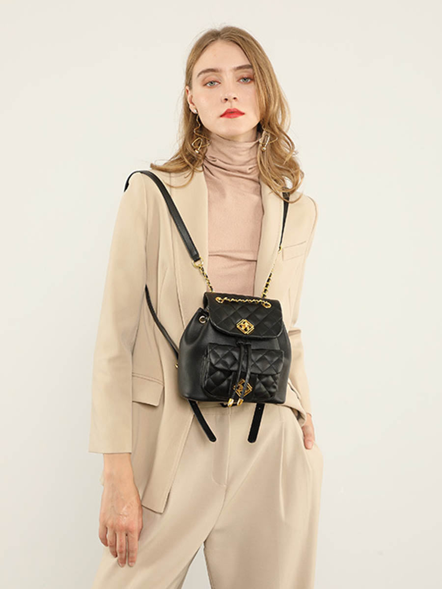 Black Diamond Pattern Small Backpack