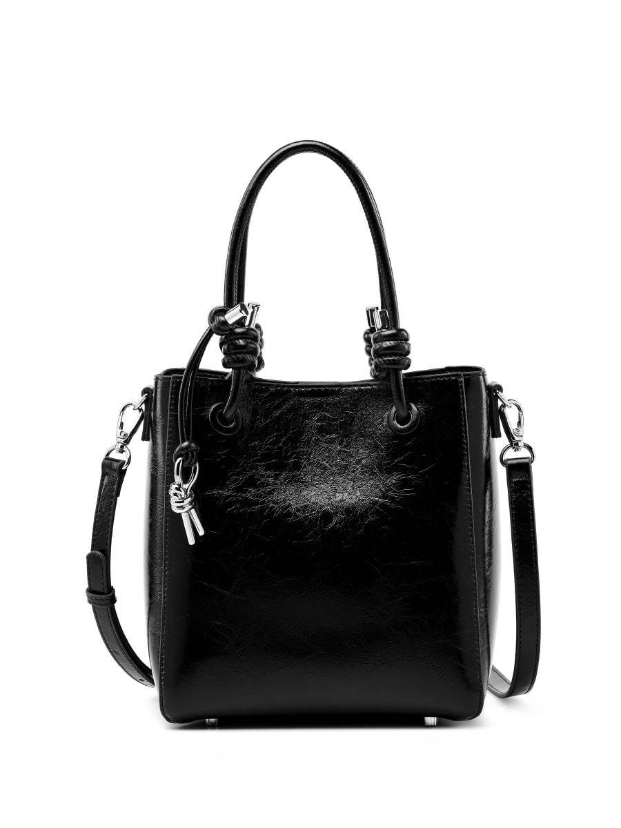 Cracked Oil Wax Leather Bucket Bag