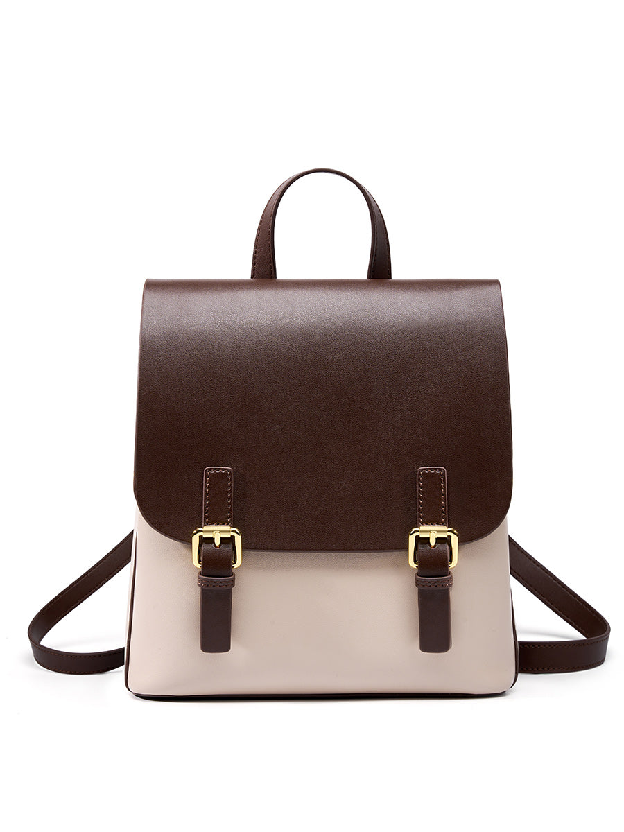 Simple Color Block Large Backpack