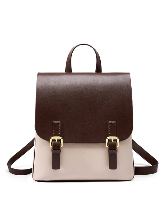Simple Color Block Large Backpack