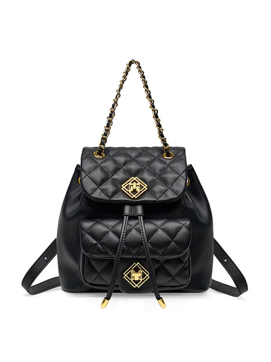 Black Diamond Pattern Small Backpack