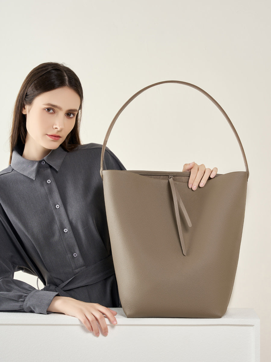 Simple Solid Color Bucket Tote Bag