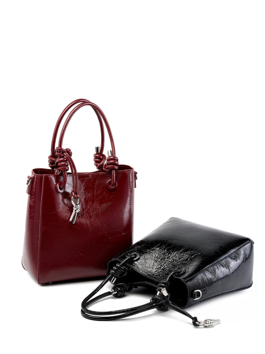Cracked Oil Wax Leather Bucket Bag